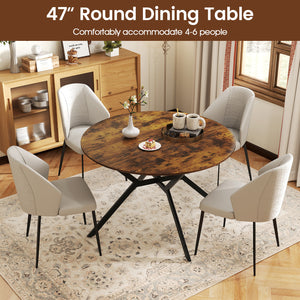 Folding Dining Table 47 Inch Extendable Round Kitchen Table with Drop Leaves-Rustic Brown