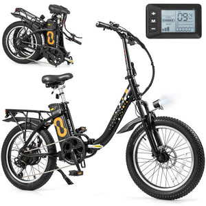 Folding Electric Bicycle for Adults with 20-Inch Fat Tires Snow E-Bike