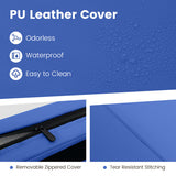 4-Panel PU Leather Folding Exercise Mat with Carrying Handles-Navy