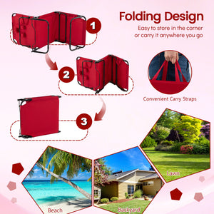 Folding Face Down Tanning Chair with Face Hole 3 Removable Pillows-Red