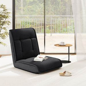 Folding Floor Chair Convertible Lazy Chair with 14-Poistion Adjustable Backrest-Black