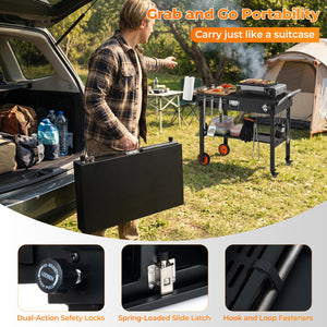 Folding Grill Cart for 17 and 22 Inch Griddles with Heat-Resistant Mat