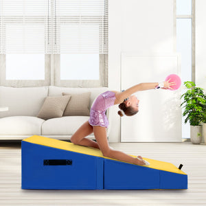 Folding Incline Yoga Gymnastics Tumbling Mat with EPE Foam-Yellow
