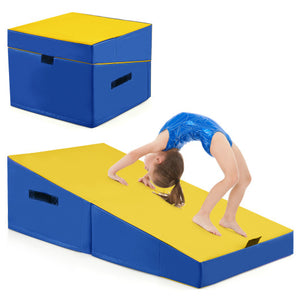 Folding Incline Yoga Gymnastics Tumbling Mat with EPE Foam-Yellow