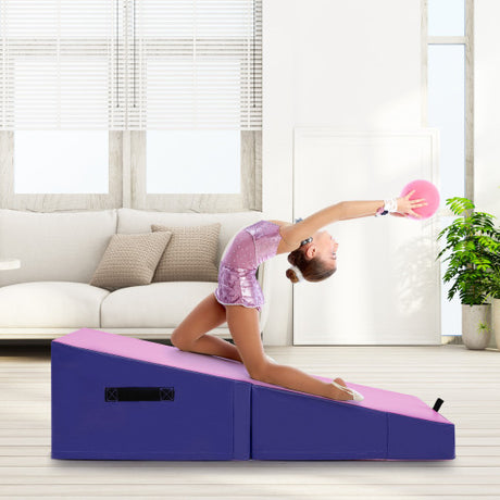 Folding Incline Yoga Gymnastics Tumbling Mat with EPE Foam-Pink