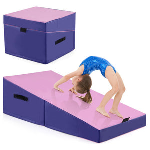 Folding Incline Yoga Gymnastics Tumbling Mat with EPE Foam-Pink