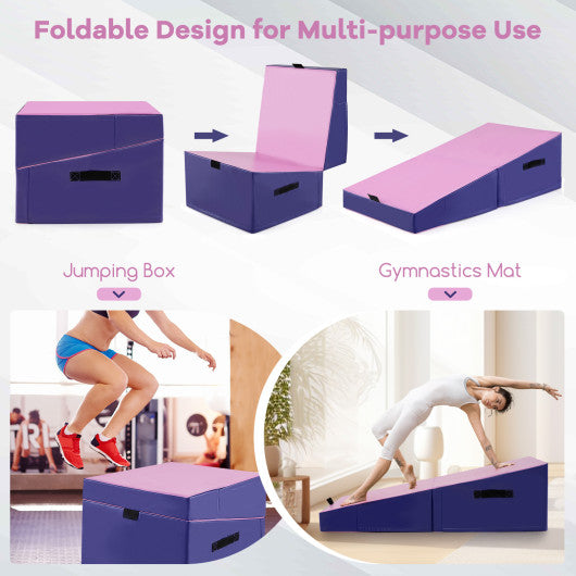 Folding Incline Yoga Gymnastics Tumbling Mat with EPE Foam-Pink