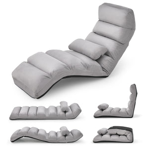 Folding Lazy Sofa Couch with Pillow-Gray
