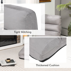 Folding Lazy Sofa Couch with Pillow-Gray