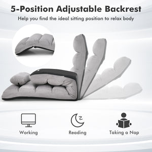 Folding Lazy Sofa Couch with Pillow-Gray