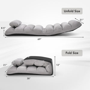 Folding Lazy Sofa Couch with Pillow-Gray