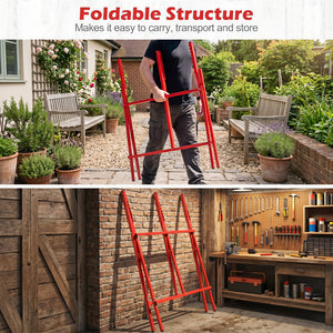 Folding Log Saw Horse with Anti-Slip Sawteeth and Non-Slip Foot Pads Heavy Duty-Red