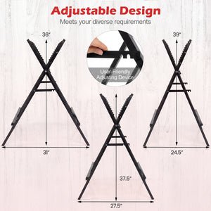 Folding Log Saw Horse with Anti-Slip Sawteeth and Non-Slip Foot Pads Heavy Duty-Black