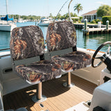 2-Pack Boat Seats Folding Low Back Boat Chairs Waterproof PVC Leather Cabin Seating-Camouflage