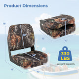 2-Pack Boat Seats Folding Low Back Boat Chairs Waterproof PVC Leather Cabin Seating-Camouflage