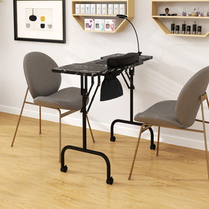 Folding Manicure Nail Table with Electric Dust Collector-Black