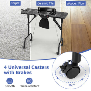 Folding Manicure Nail Table with Electric Dust Collector-Black