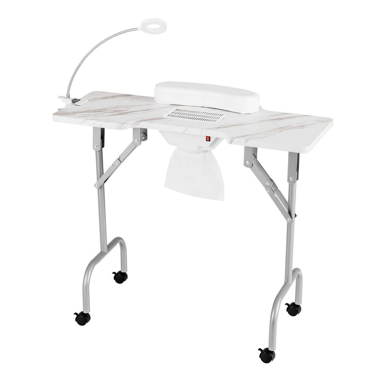 Folding Manicure Nail Table with Electric Dust Collector-White