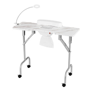 Folding Manicure Nail Table with Electric Dust Collector-White