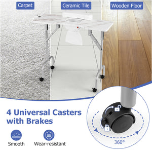 Folding Manicure Nail Table with Electric Dust Collector-White