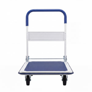 Folding Platform Hand Truck with 4 Wheels & Collapsible Bed for Moving Warehouse-Blue