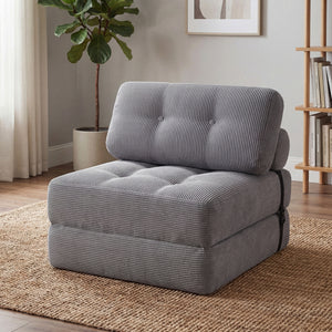 Folding Sofa Bed with Pillow and Back Support for Living Room-Gray