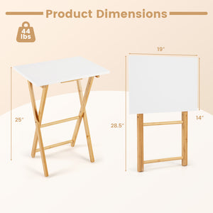 Folding TV Tray Tables Set of 2 for Small Spaces Bedroom and Living Room-White