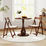 Folding Upholstered Dining Chair Set of 4 with Curved Backrest-Walnut