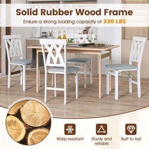 Folding Wooden Dining Chair Set of 2 Faux Leather Upholstered Kitchen Armless Chairs-Walnut