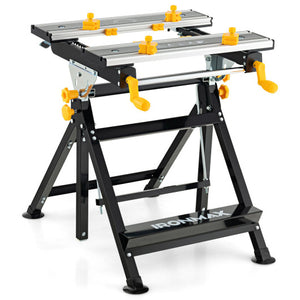 Folding Work Table with Tiltable Platform and 7-level Adjustable Height-Black