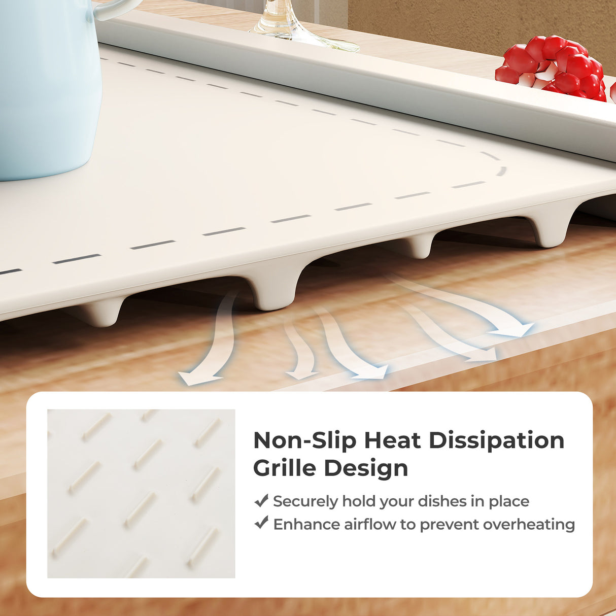 Food Warming Mat Rollable and Portable Electric Warming Tray with Fasting Heating-Beige