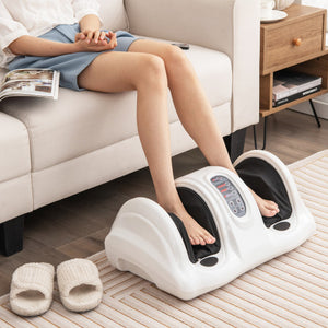 Therapeutic Shiatsu Foot Massager with High Intensity Rollers-White