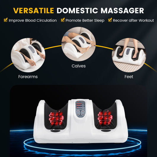 Therapeutic Shiatsu Foot Massager with High Intensity Rollers-White