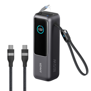 Anker Laptop Power Bank (25K, 165W, Built-In and Retractable Cables)