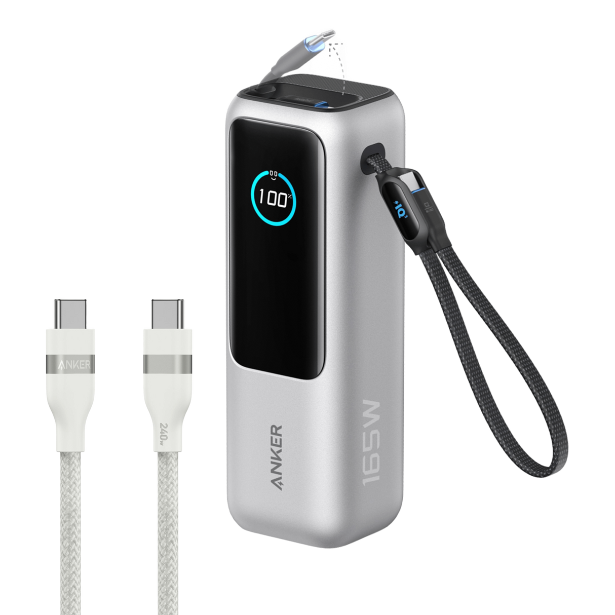 Anker Laptop Power Bank (25K, 165W, Built-In and Retractable Cables)