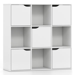 Free Standing 9 Cube Storage Wood Divider Bookcase for Home and Office-White
