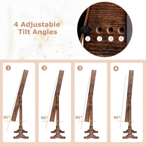 Free Standing Full Length Jewelry Armoire with Lights-Rustic Brown