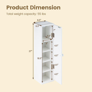 Free Standing Toilet Paper Holder with 4 Shelves and Top Slot for Bathroom-White