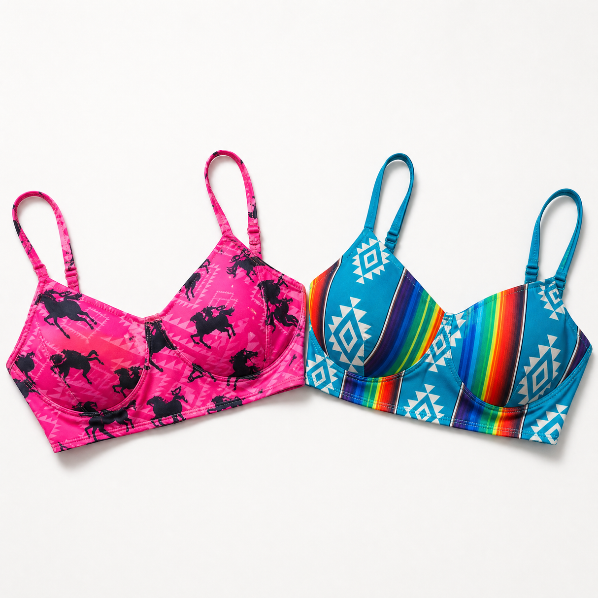 Freeda Spaghetti Strap Bustier Top, Swim, or Athletic Bralette |Serape or Pink Cowgirl [Sizes SM-L]
