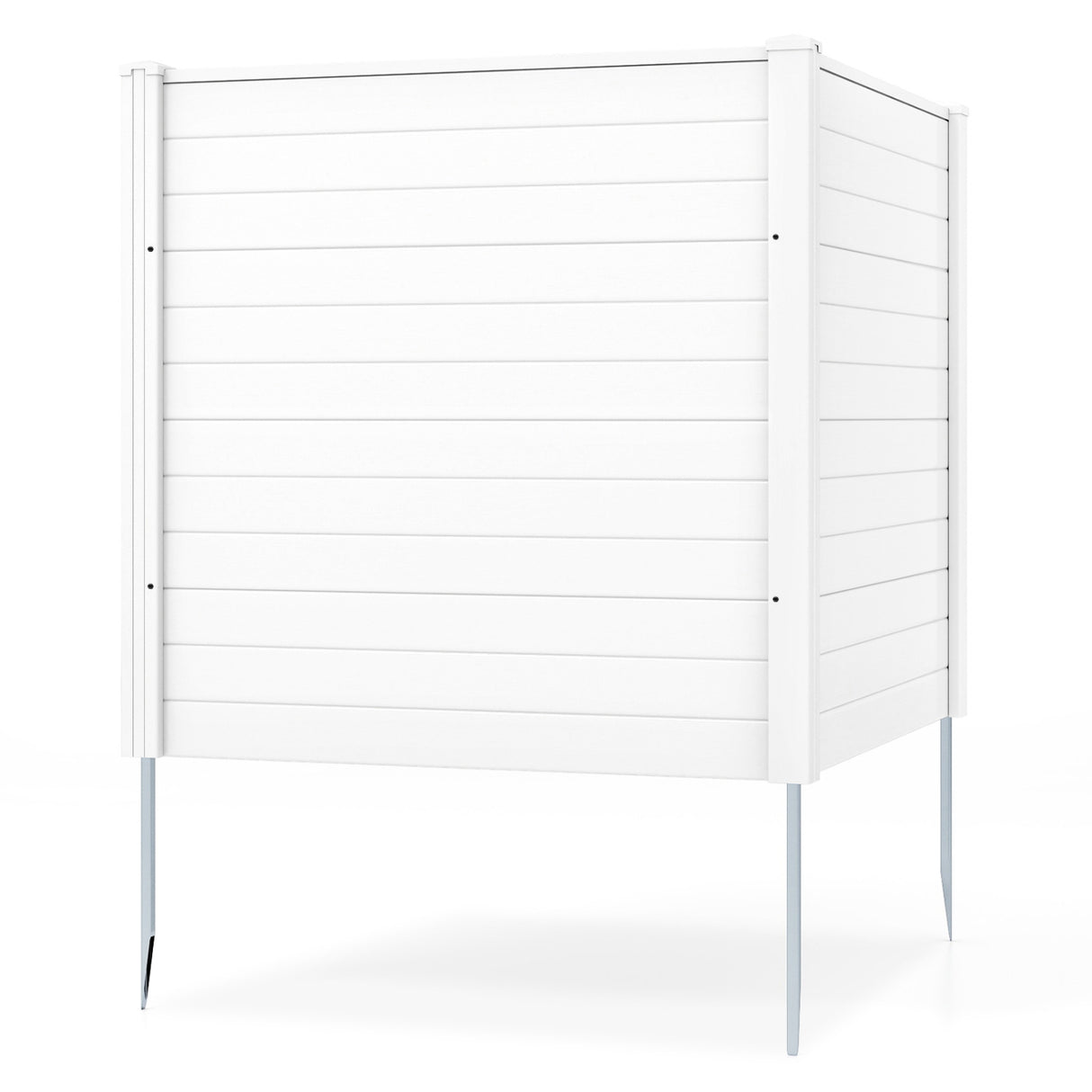 Freestanding 48 x 48 Inch Air Conditioner Fence with Metal Ground Stakes-White