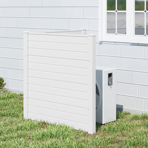 Freestanding 48 x 48 Inch Air Conditioner Fence with Metal Ground Stakes-White