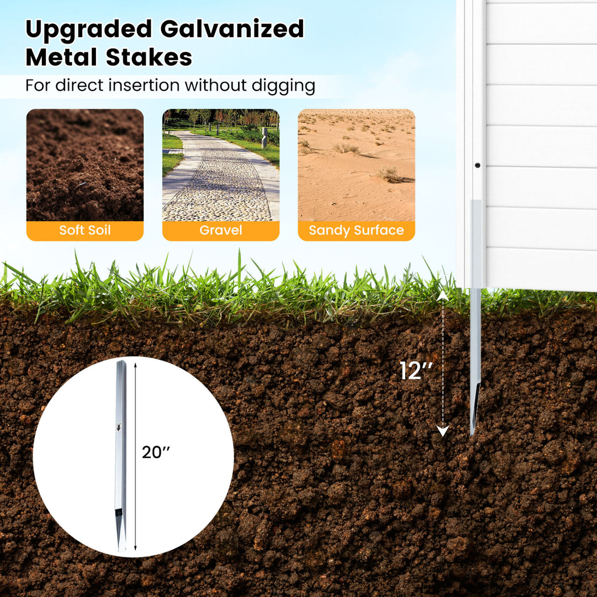 Freestanding 48 x 48 Inch Air Conditioner Fence with Metal Ground Stakes-White