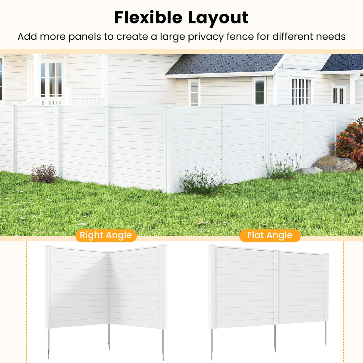 Freestanding 48 x 48 Inch Air Conditioner Fence with Metal Ground Stakes-White