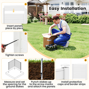 Freestanding 48 x 48 Inch Air Conditioner Fence with Metal Ground Stakes-White
