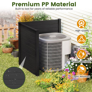 Freestanding 48 x 48 Inch Air Conditioner Fence with Metal Ground Stakes-Black