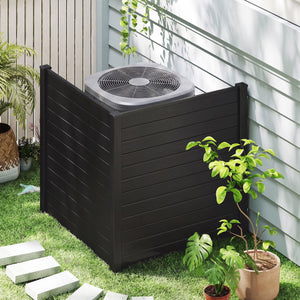 Freestanding 48 x 48 Inch Air Conditioner Fence with Metal Ground Stakes-Black