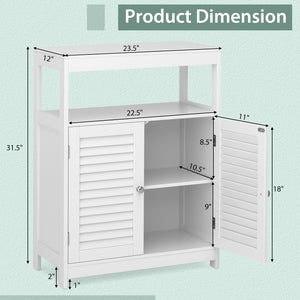 Freestanding Bathroom Floor Cabinet with Double Shutter Doors-White