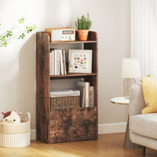 Freestanding Bookshelf with 3-Tier Open Shelf-Rustic Brown