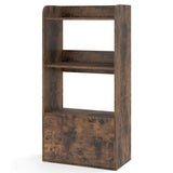 Freestanding Bookshelf with 3-Tier Open Shelf-Rustic Brown