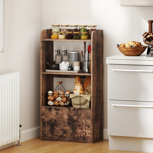 Freestanding Bookshelf with 3-Tier Open Shelf-Rustic Brown